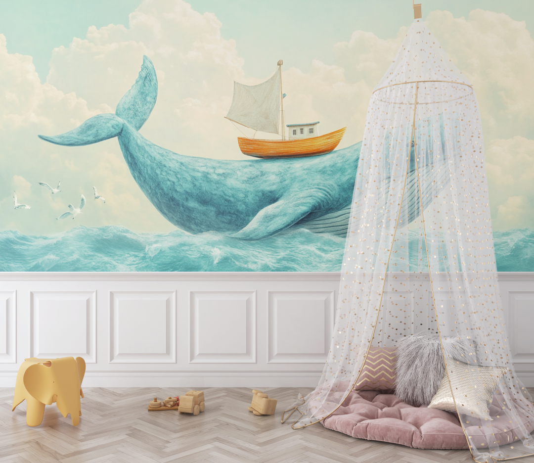 Sky Blue Whale Mural Wallpaper | Murals Wallpaper