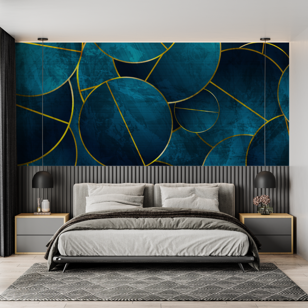 Teal and Gold Patterned Wallpaper | Murals Wallpaper