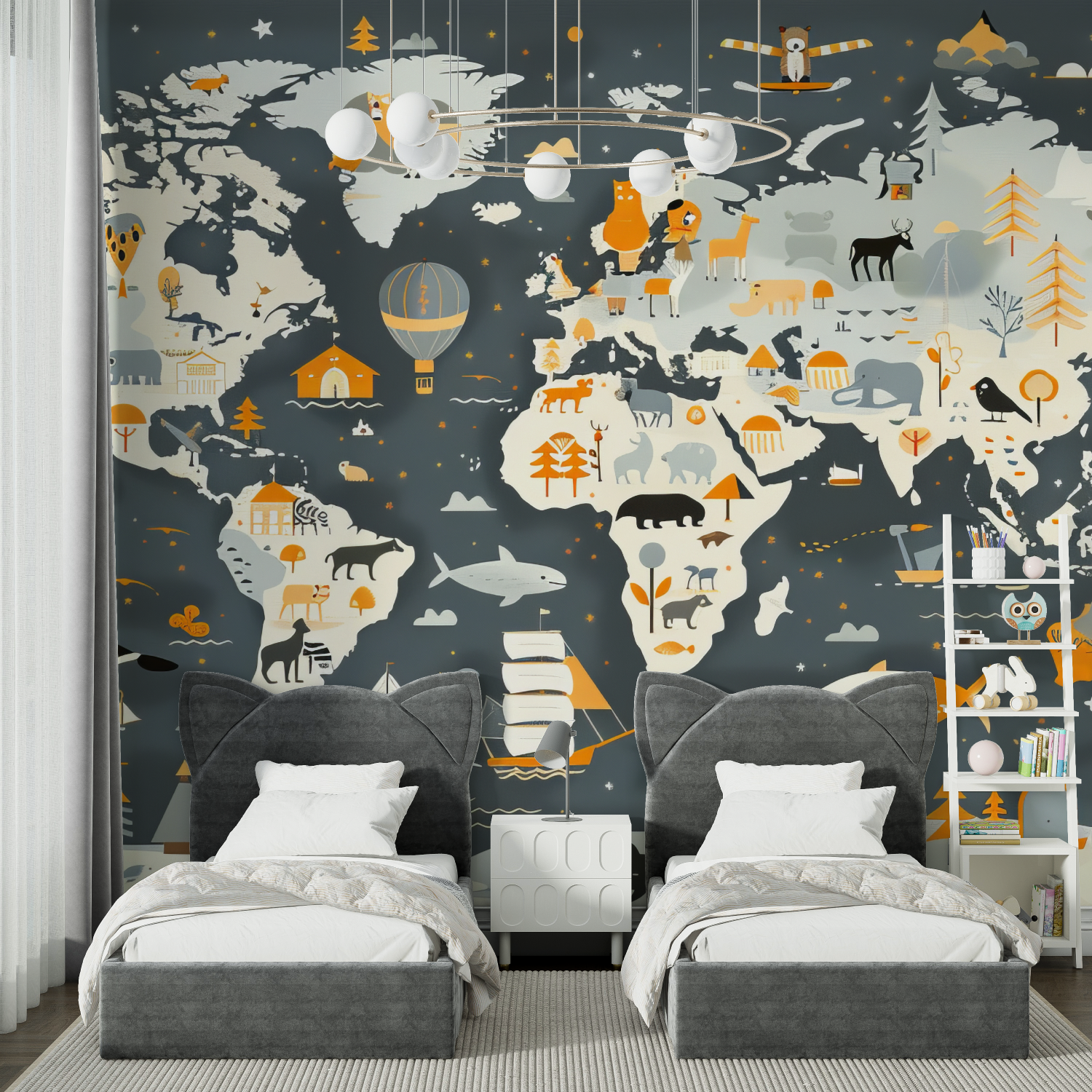 World Map Design Kids Wallpaper | Murals Wallpaper