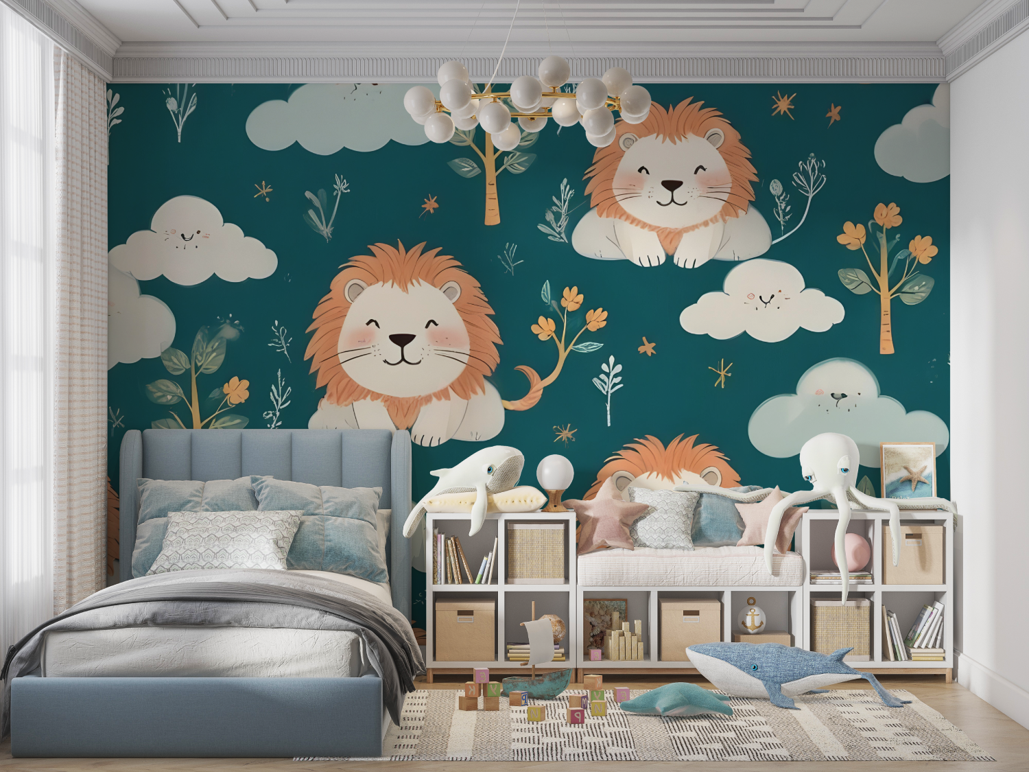 Lion Pattern Kids Wallpaper | Murals Wallpaper