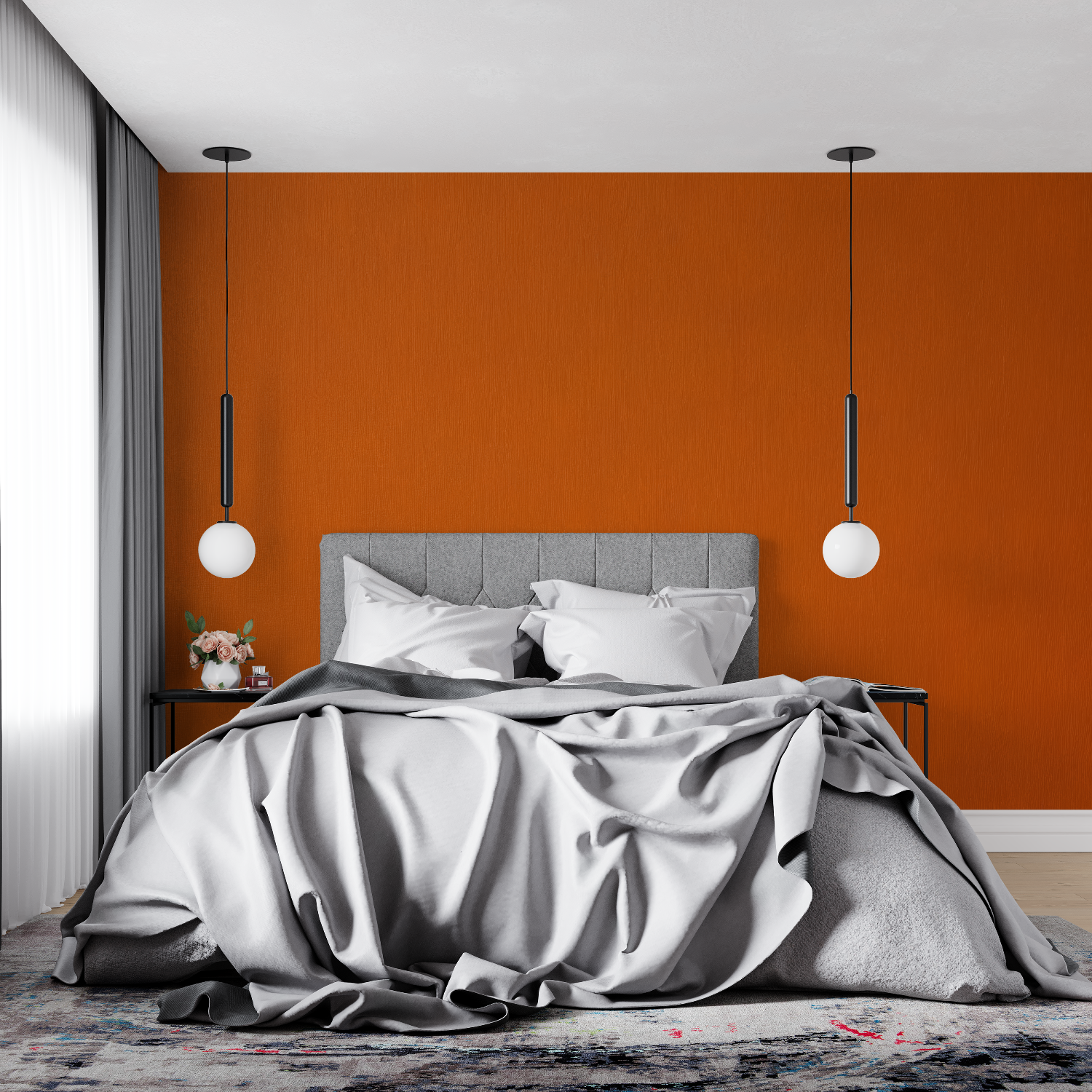 Dunkelorangefarbene, einfarbige Tapete | Wandtapete