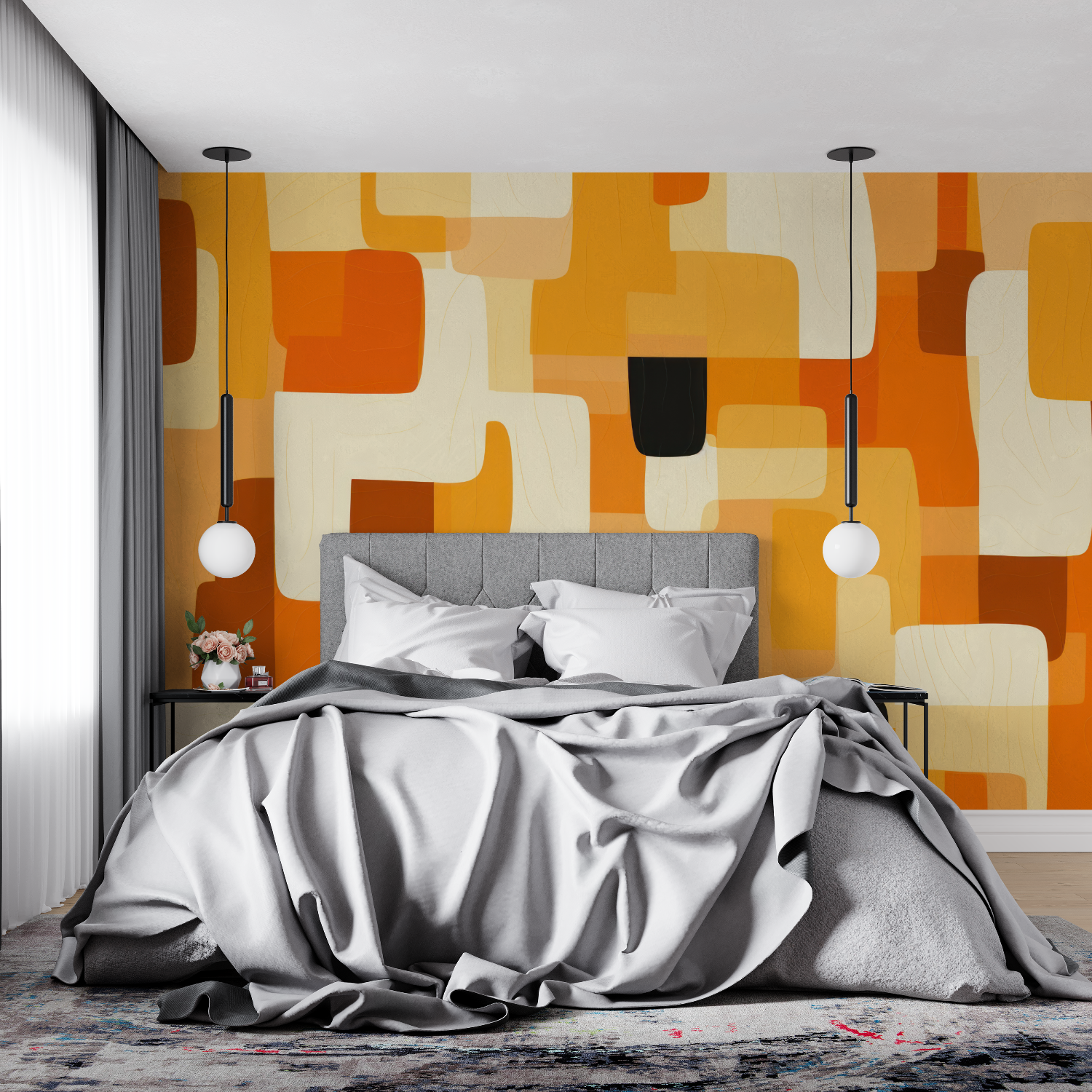 Graphic Orange Wallpaper | Murals Wallpaper