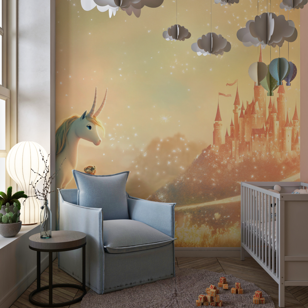 Princess and Unicorn Castle Wallpaper | Murals Wallpaper
