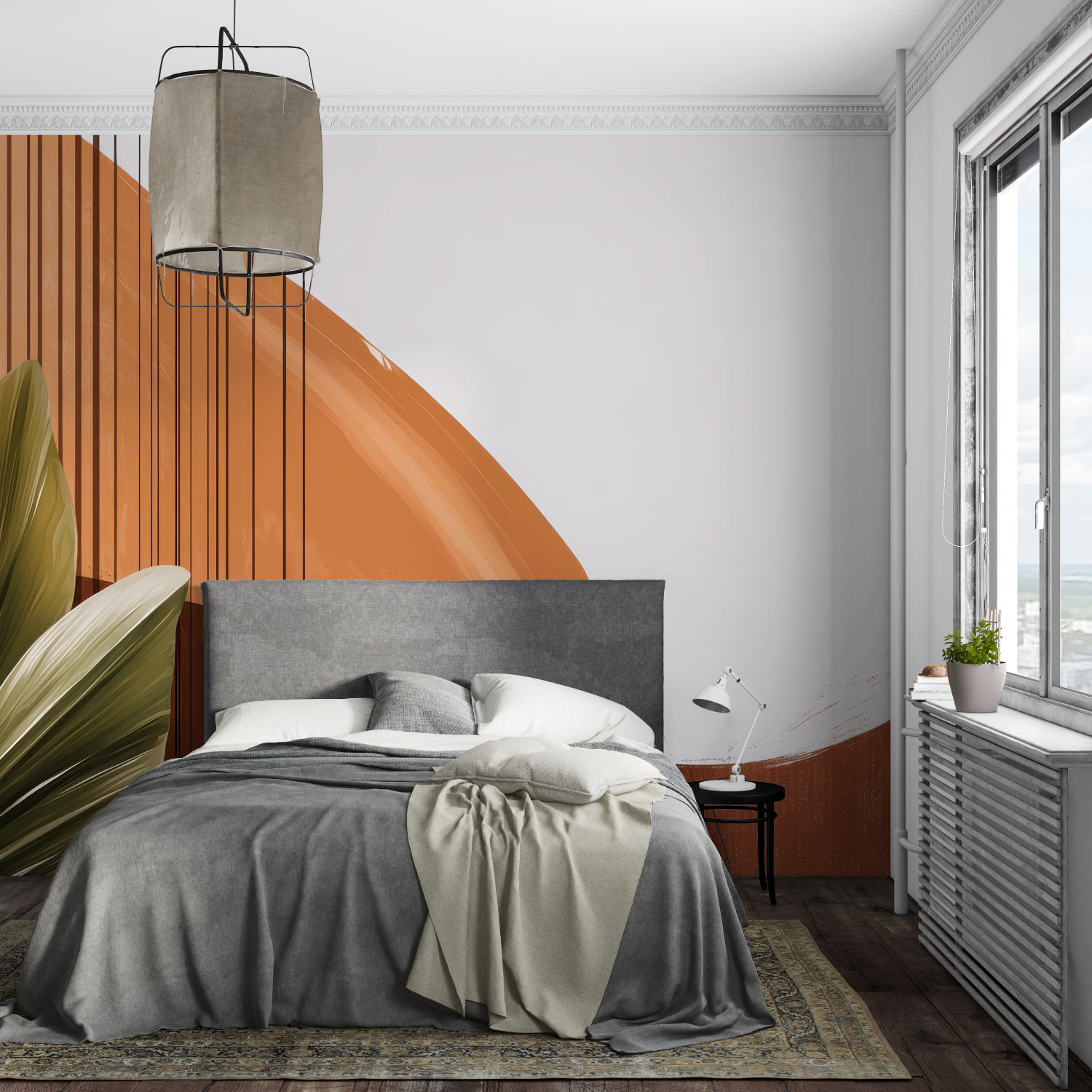 Orange Braun Geometrische Tapete | Wandbilder Tapete