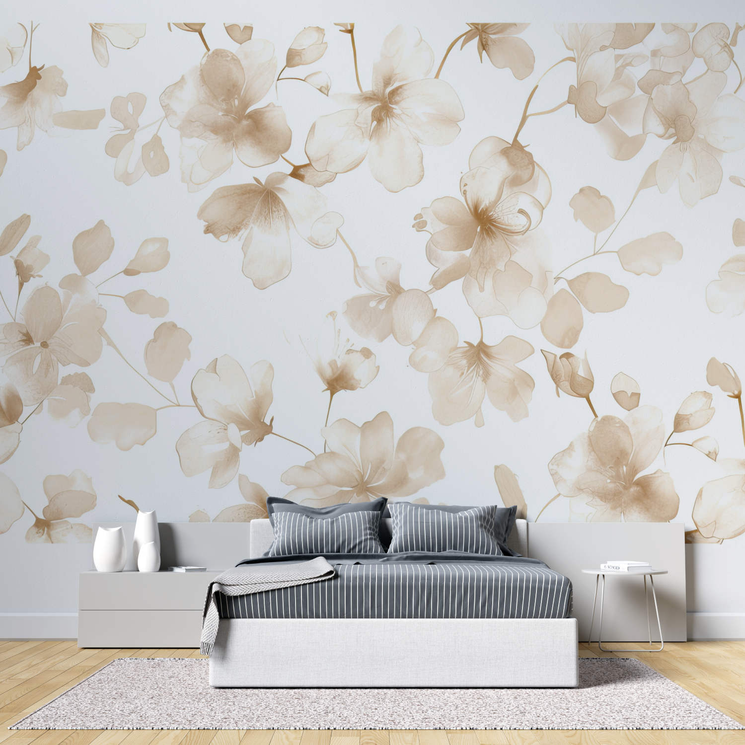 Soft Taupe Cocooning Wallpaper | Murals Wallpaper