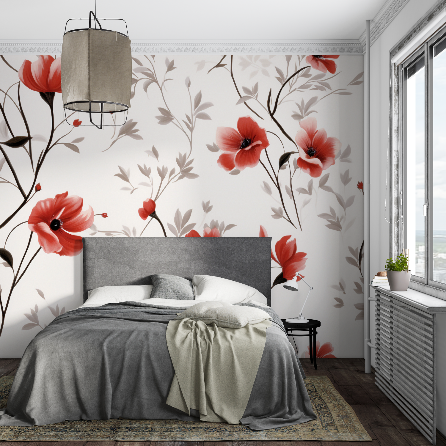 Red and Gray Pattern Wallpaper | Murals Wallpaper