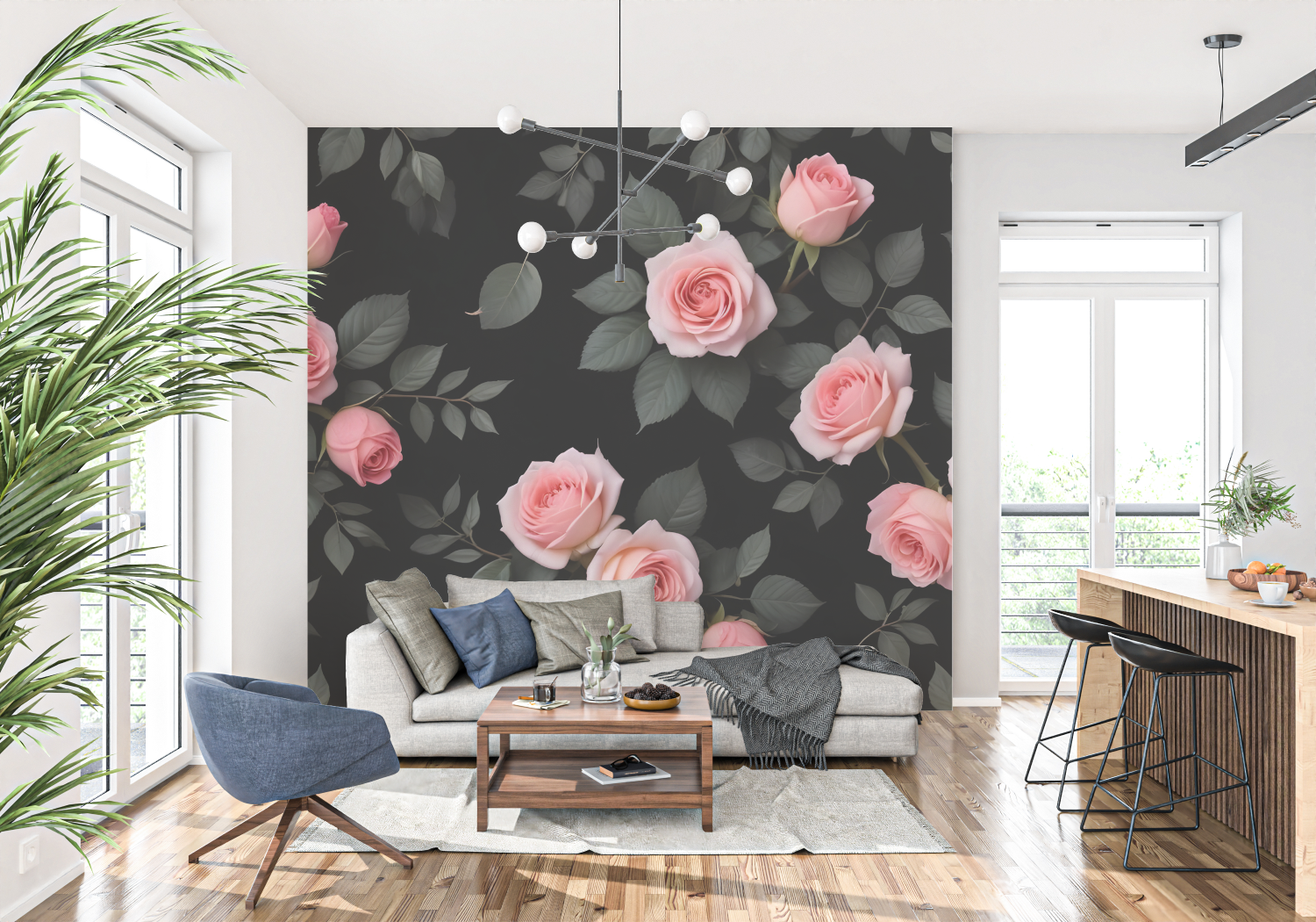 Schwarze und rosa Tapete | Wandtapete