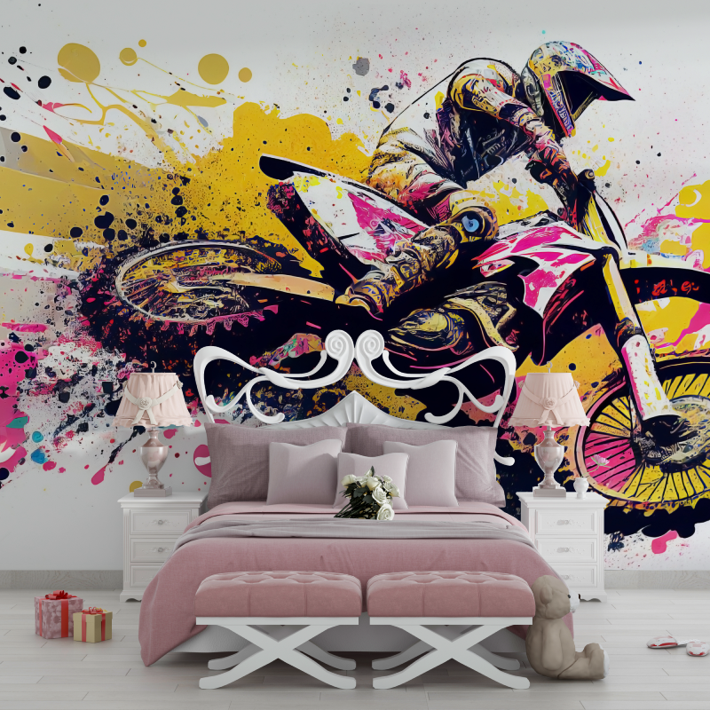 Girl's Motocross Graffiti Wallpaper | Murals Wallpaper