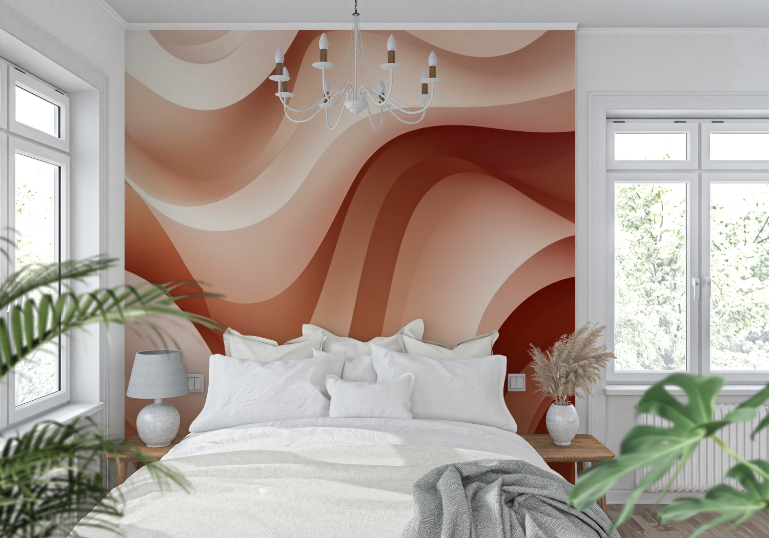 Papel de parede com padrão de tendência de terracota | Murais Papel de parede
