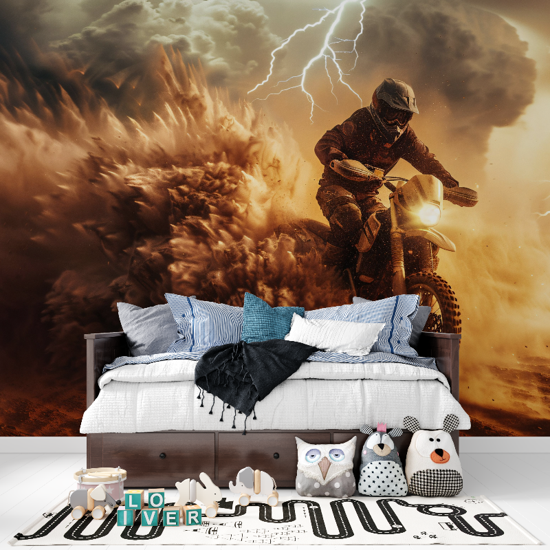 Desert Fire Motocross-Tapete | Wandbilder