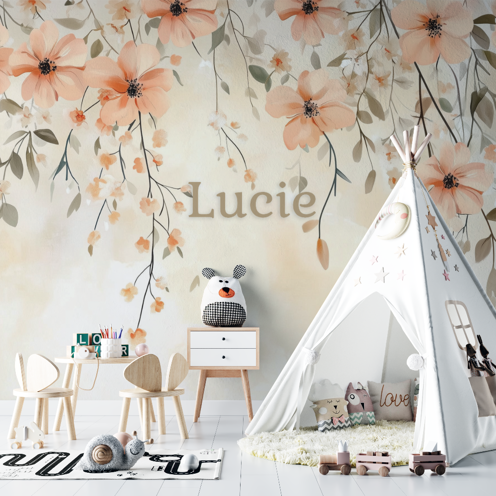 Name Wallpaper Leafy Pink | Murals Wallpaper