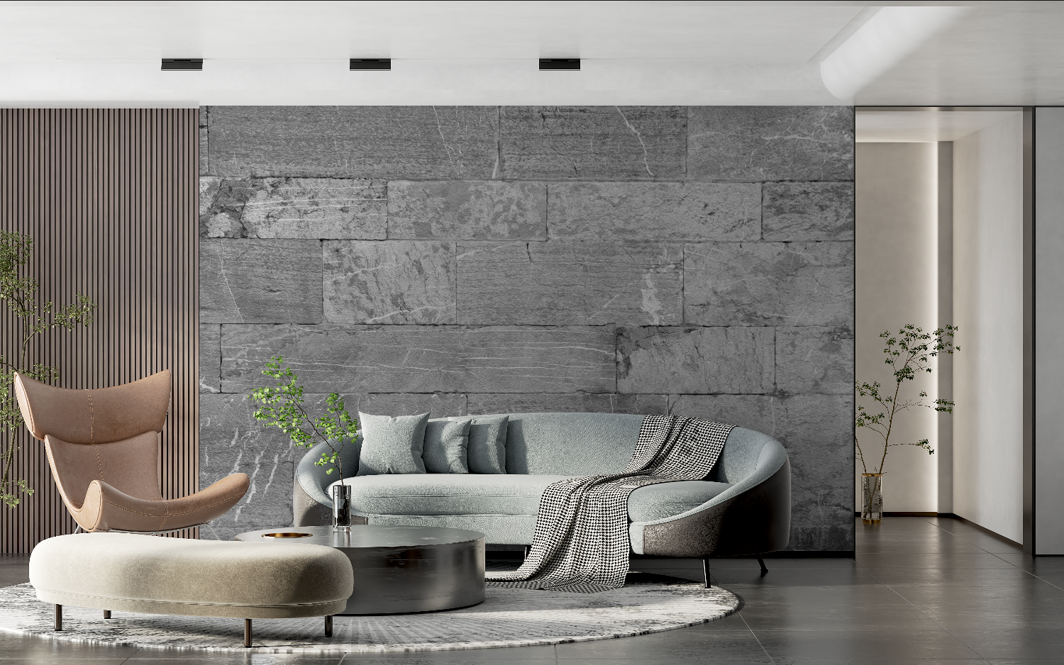 Gray Stone Effect Wallpaper | Murals Wallpaper