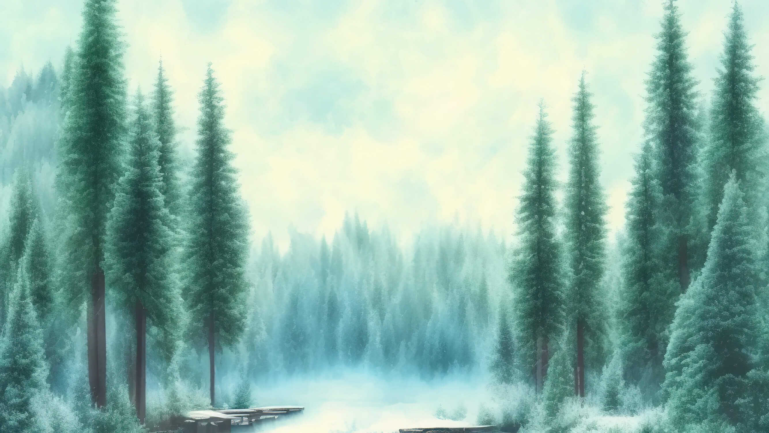 Watercolor Forest Pine Wallpaper | Murals Wallpaper