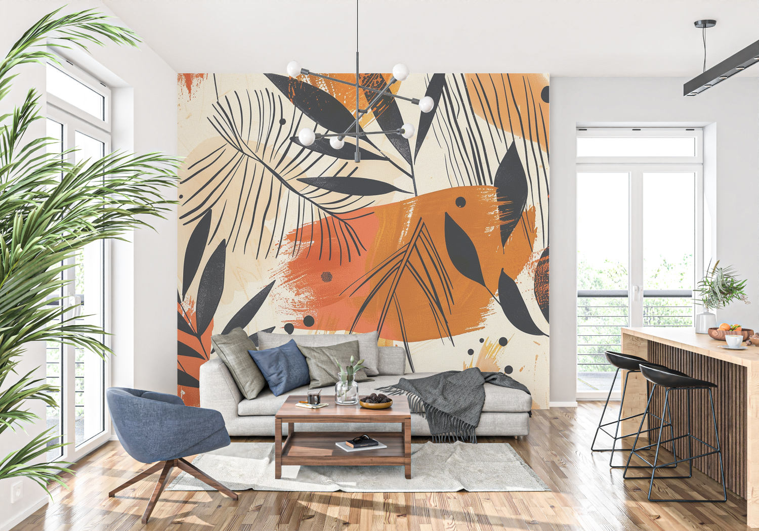 Retro Orange Wallpaper | Murals Wallpaper