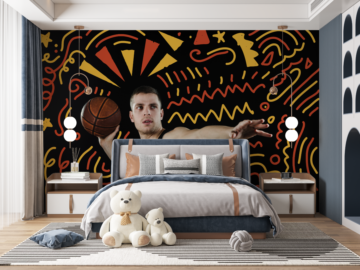 Sporty Teen Bedroom Wallpaper | Murals Wallpaper