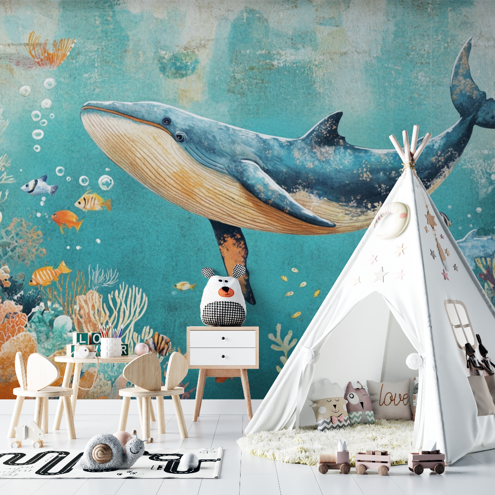 Whale and Coral Wallpaper | Murals Wallpaper