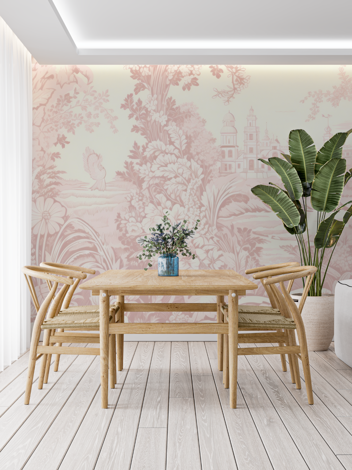 Toile de Jouy Pink Wallpaper | Murals Wallpaper