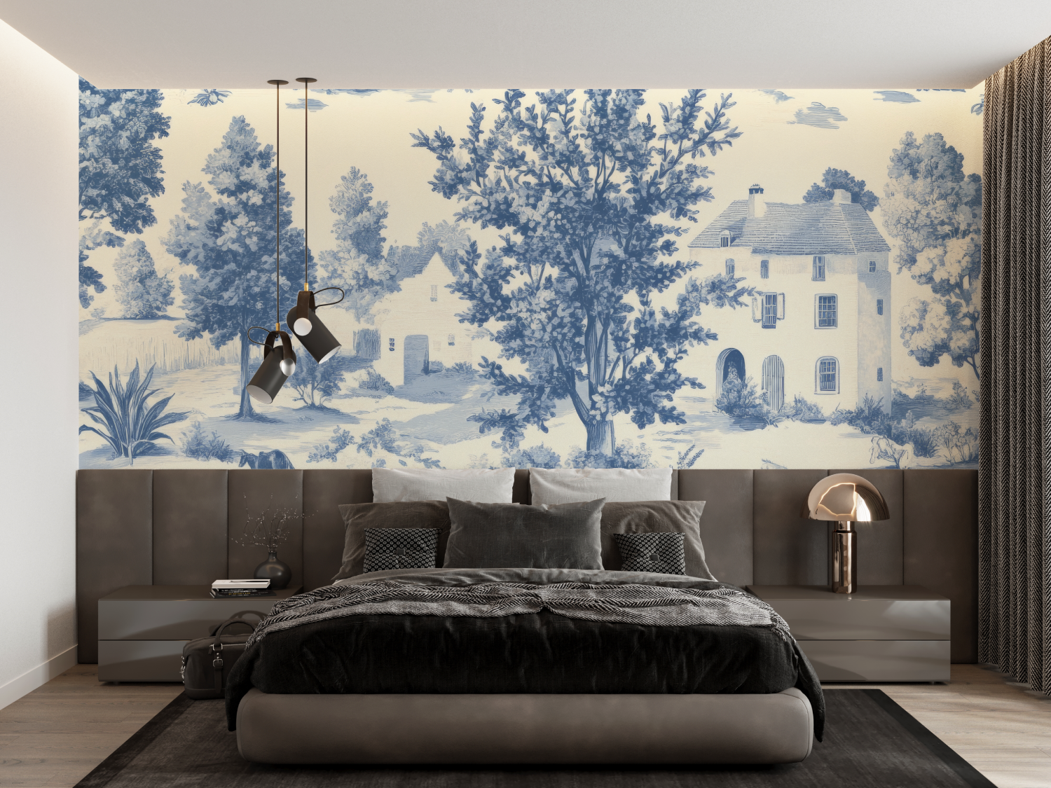 Blue Toile de Jouy Wallpaper Art | Murals Wallpaper