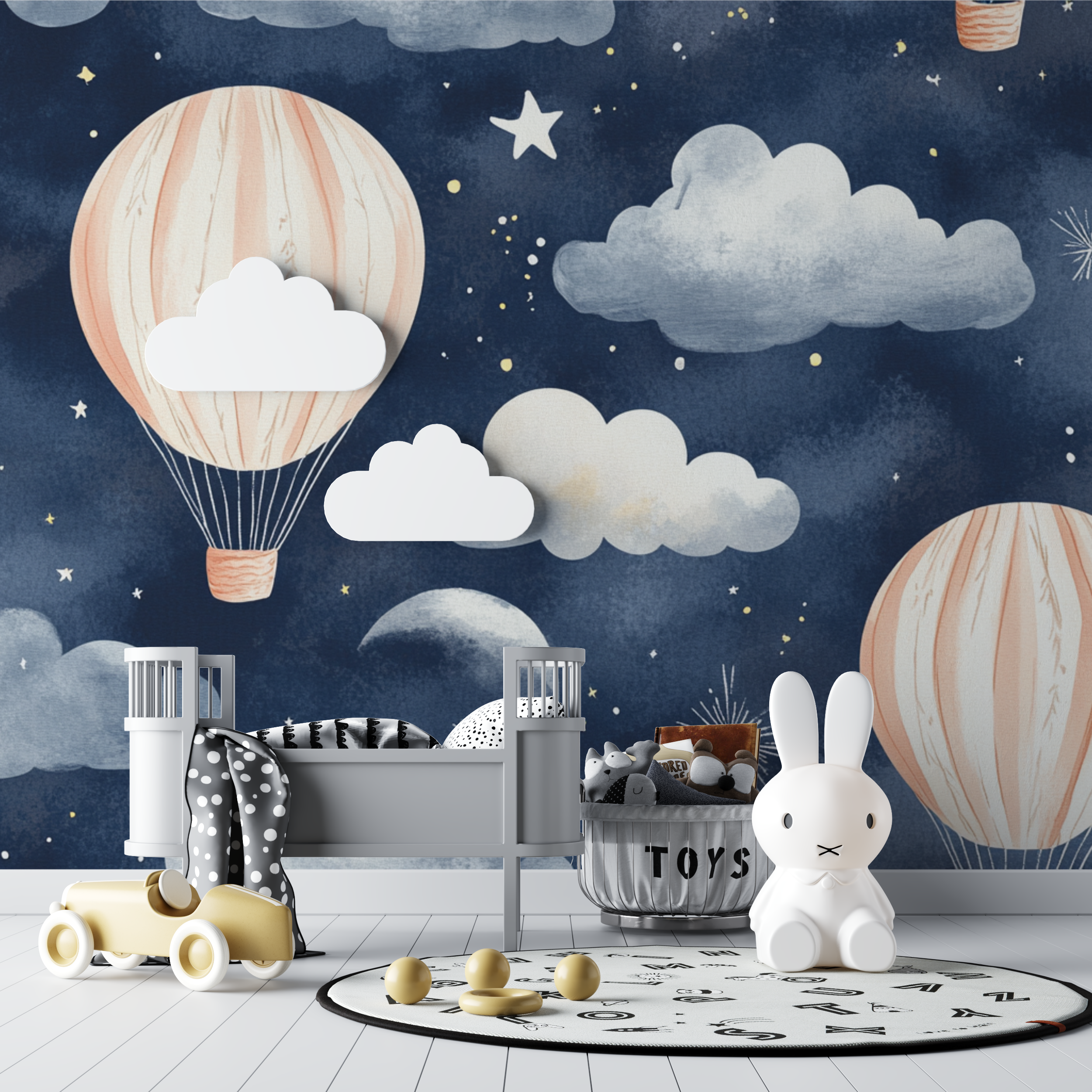 Hot Air Balloon and Night Sky Wallpaper | Murals Wallpaper