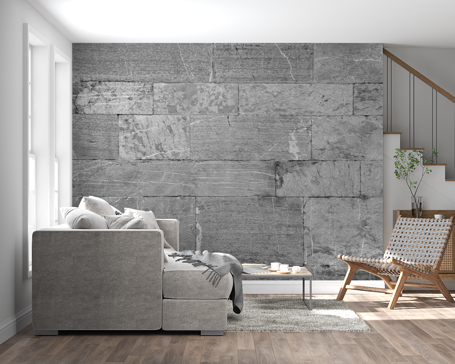 Gray Stone Effect Wallpaper | Murals Wallpaper
