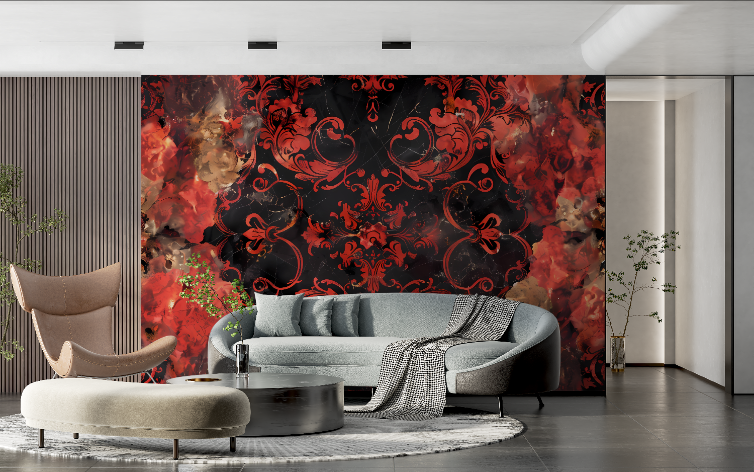 Red and Black Baroque Wallpaper | Murals Wallpaper