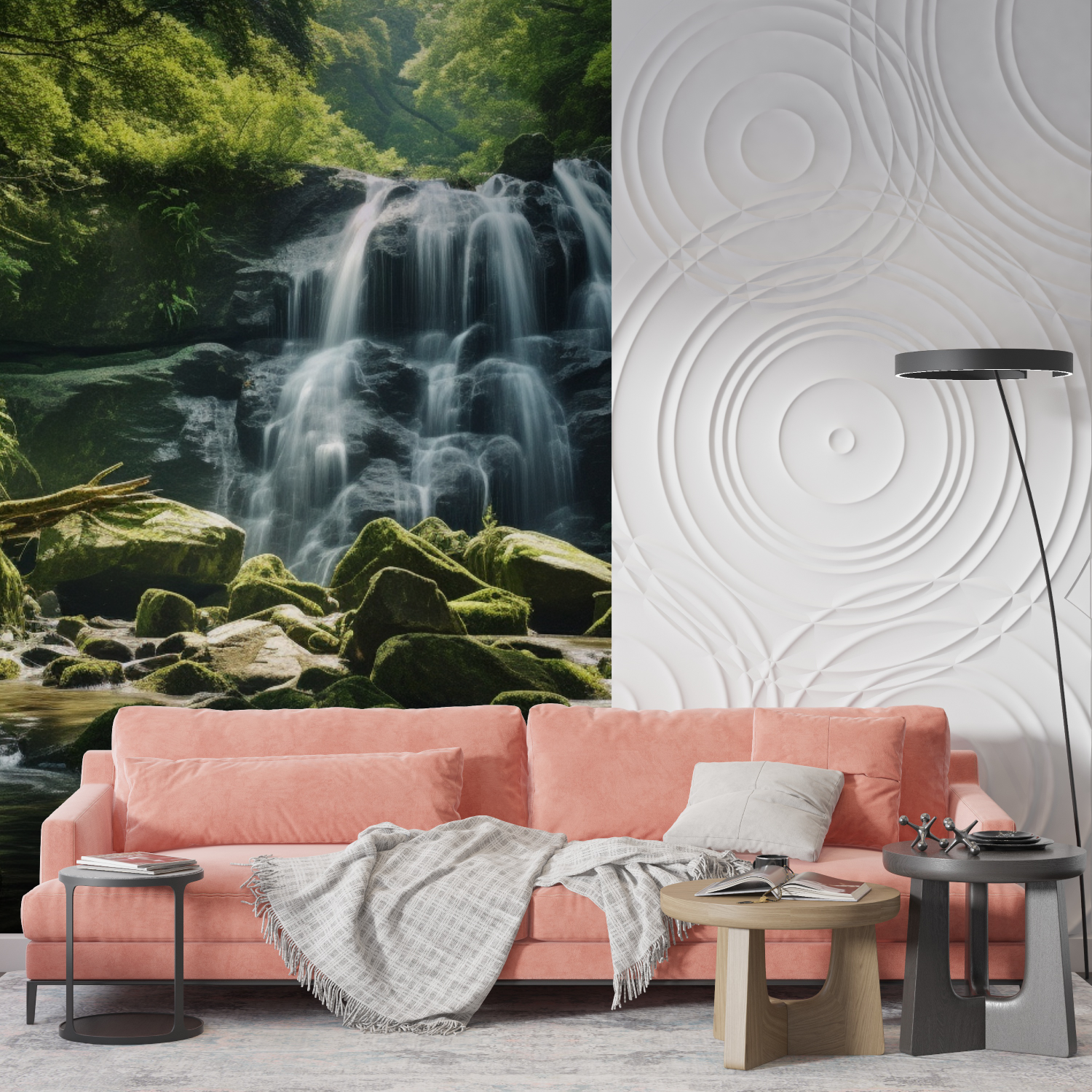 Wald-Wasserfall-Tapete | Murals Wallpaper