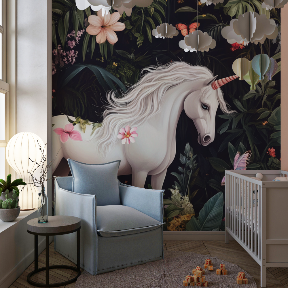 Princess Tropical Garden Unicorn Wallpaper | Murals Wallpaper