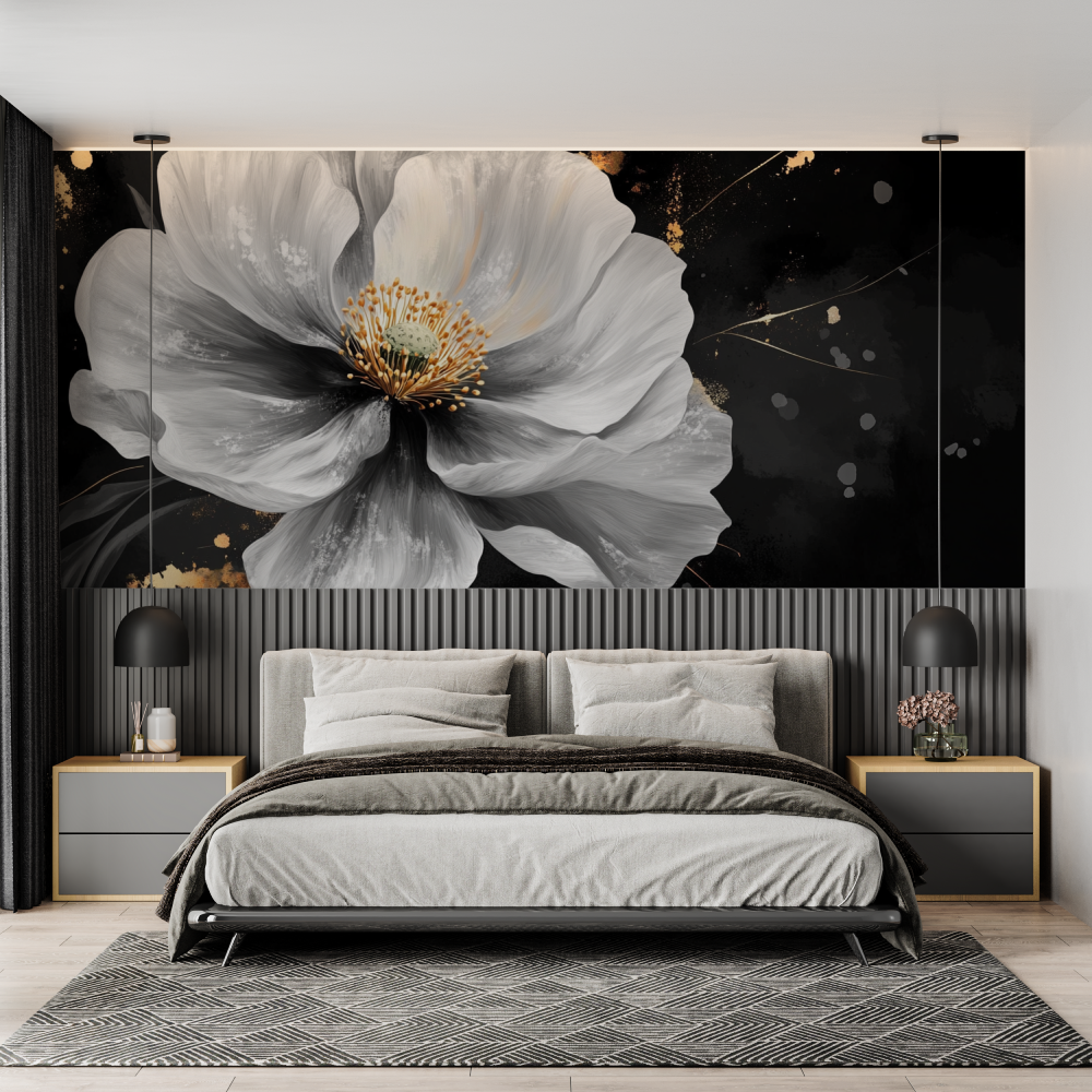 Expressive Large White Flower Watercolor Wallpaper | Murals Wallpaper