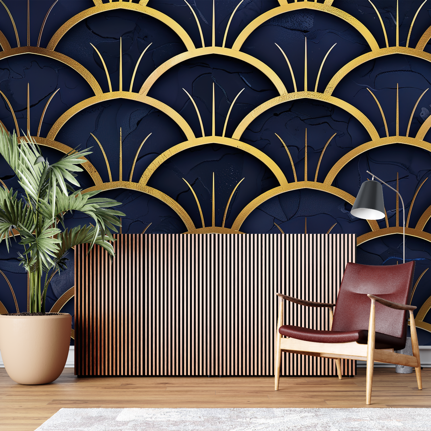 Blue and Gold Art Wallpaper | Murals Wallpaper