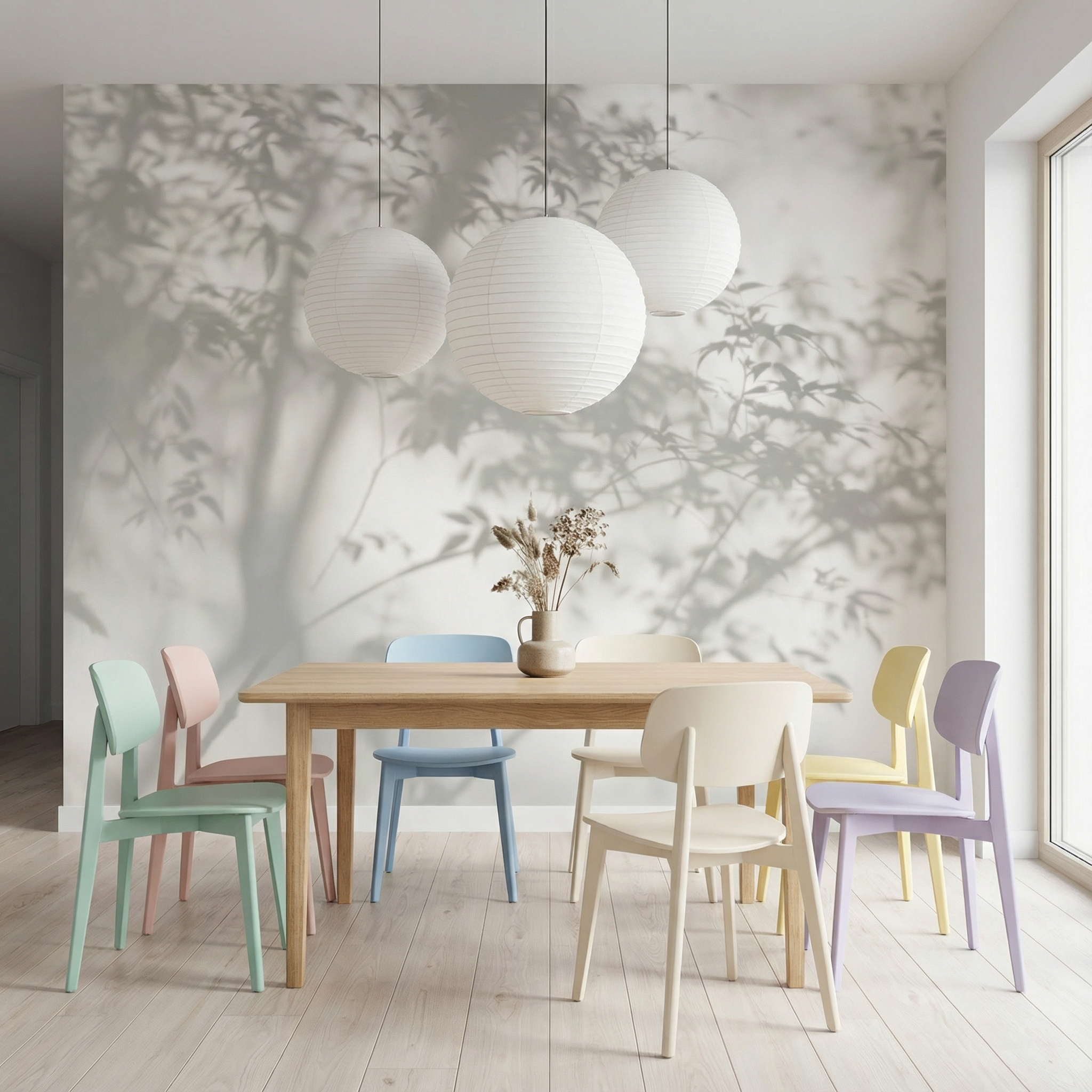 Soft Blurred Botanical Shadows Mural Wallpaper