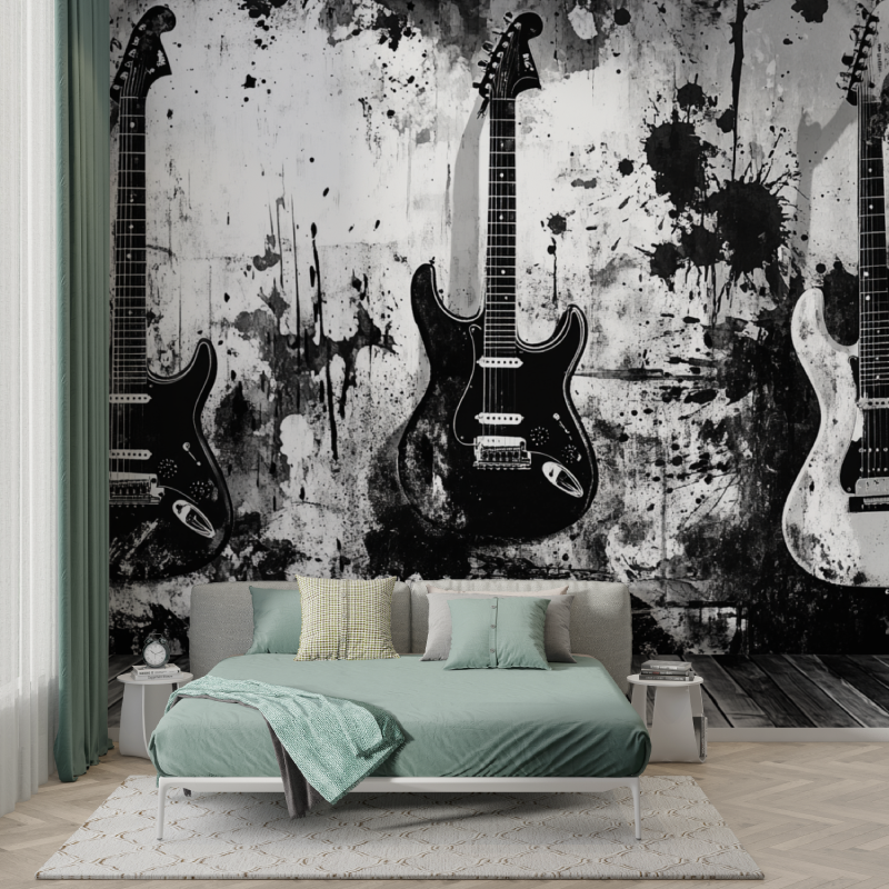 Schwarz-Weiß-Felstapete | Wandbildtapete