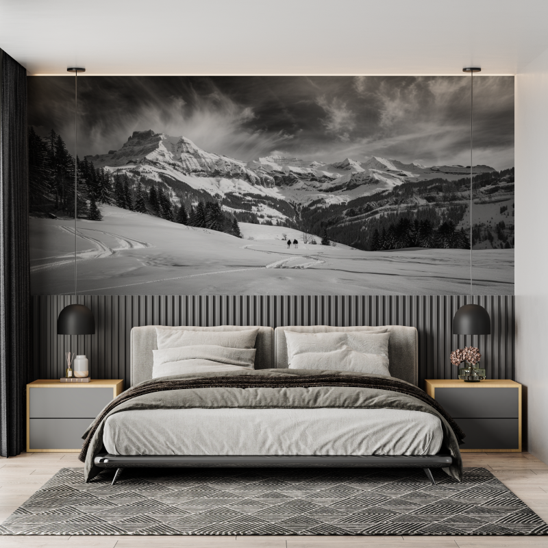Black and White Mountain Mural Wallpaper | Murals Wallpaper
