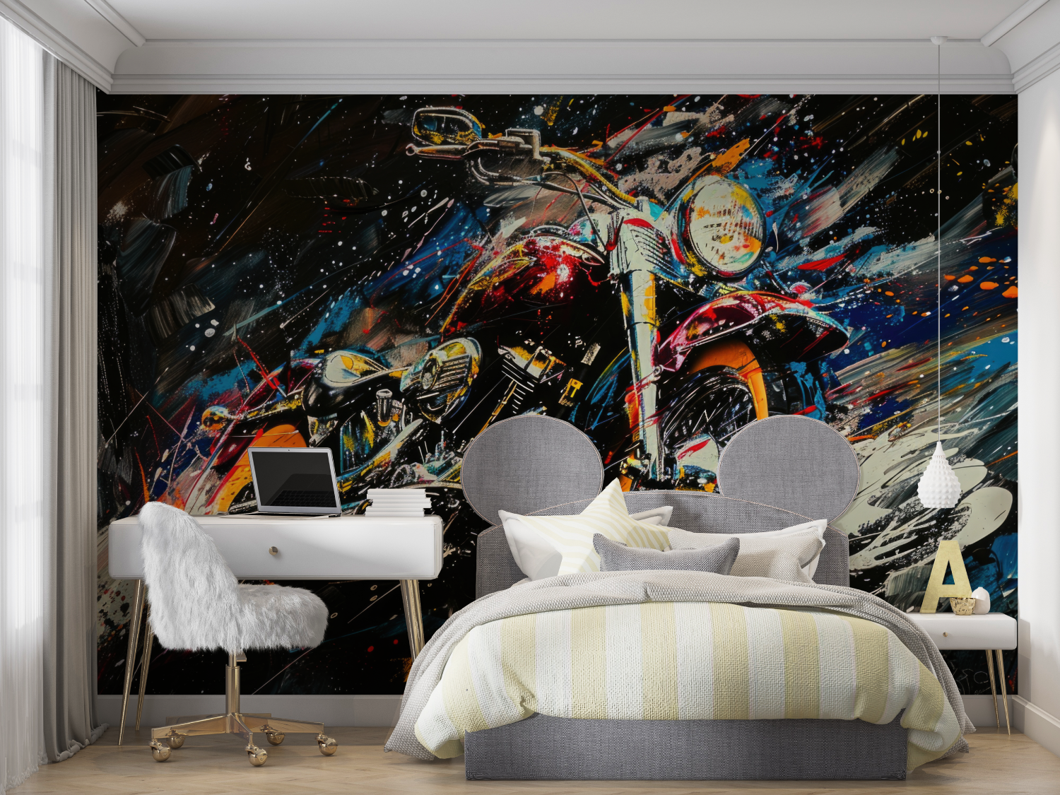 Gold Helmet Motorcycle Wallpaper Design | Murals Wallpaper