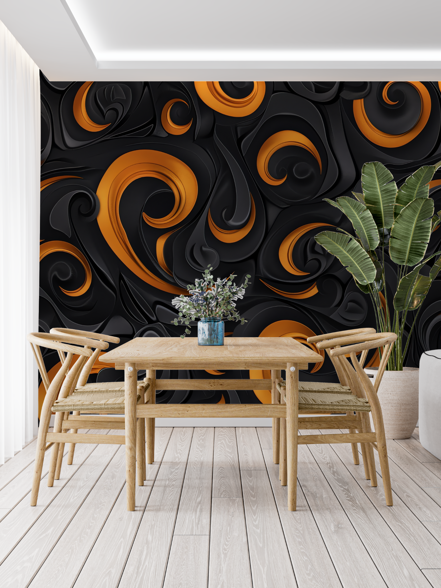 Abstract Orange and Black Wallpaper | Murals Wallpaper
