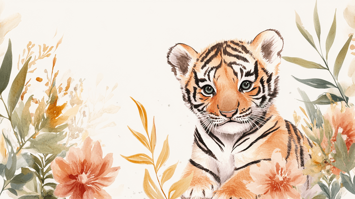 Tiger and Nordic Patterns Wallpaper | Murals Wallpaper