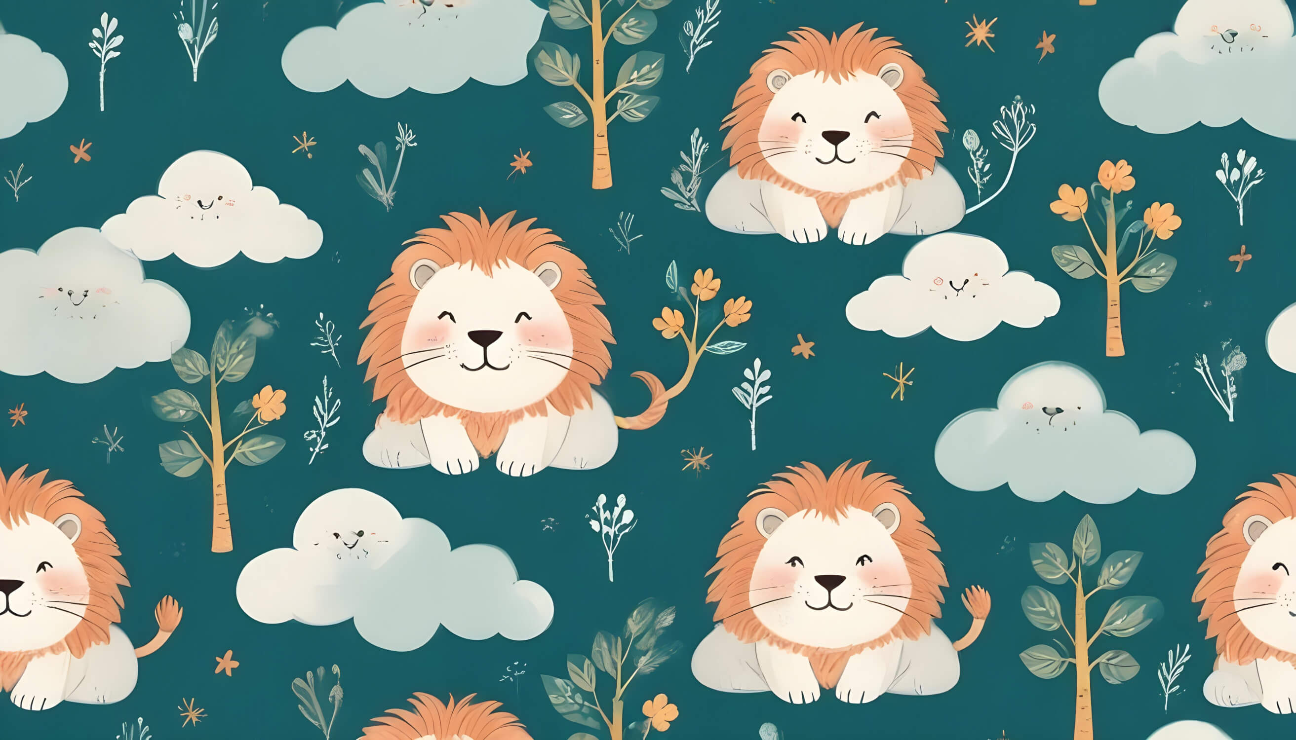 Lion Pattern Kids Wallpaper | Murals Wallpaper