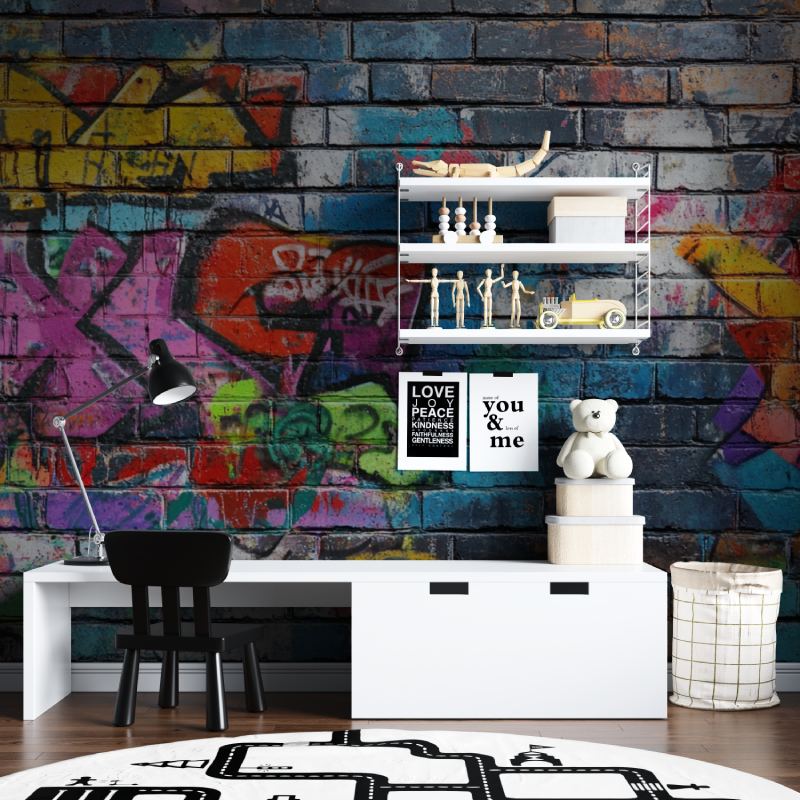 Steinwand Graffiti Tapete | Wandbilder Tapete