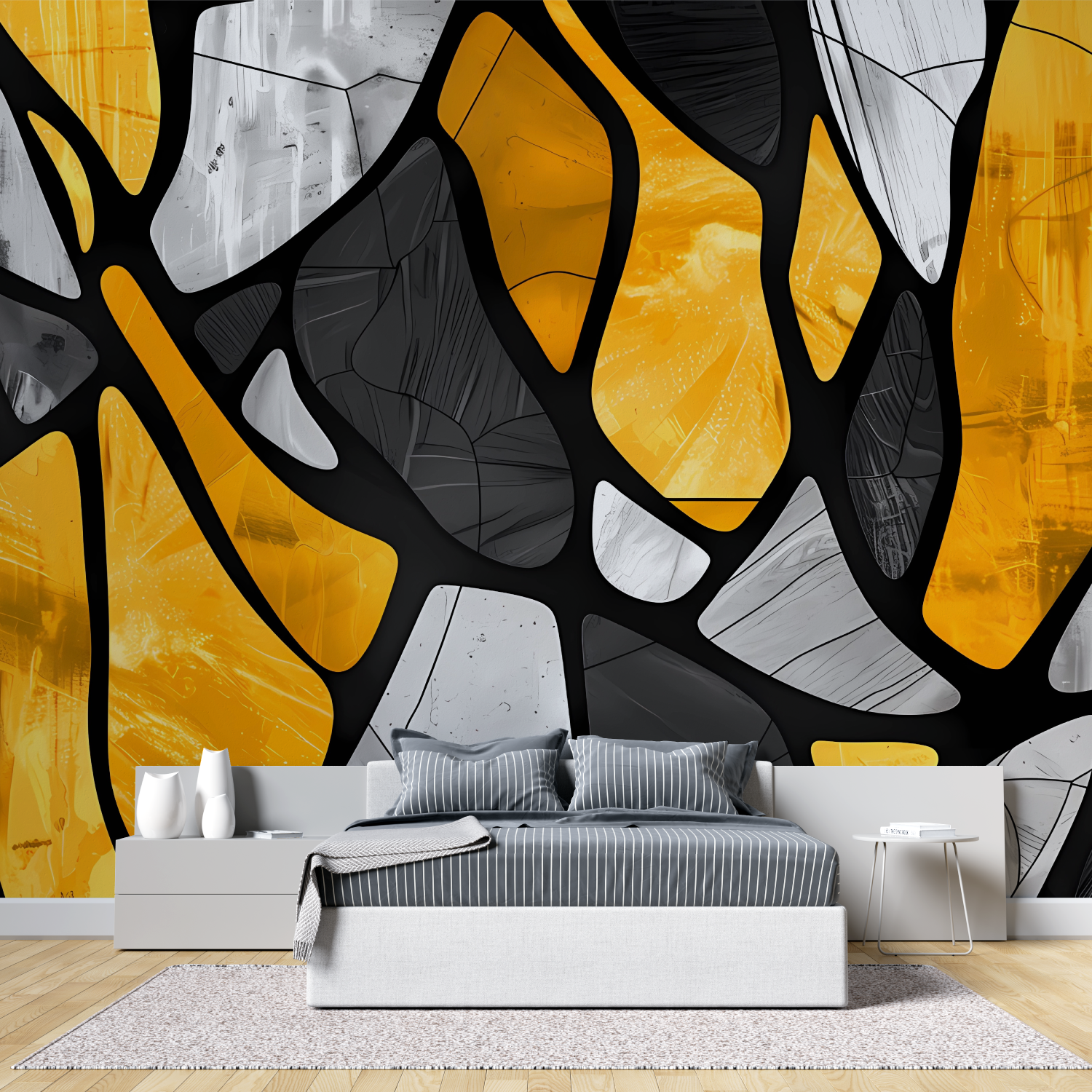 Mustard Yellow and Black Wallpaper | Murals Wallpaper