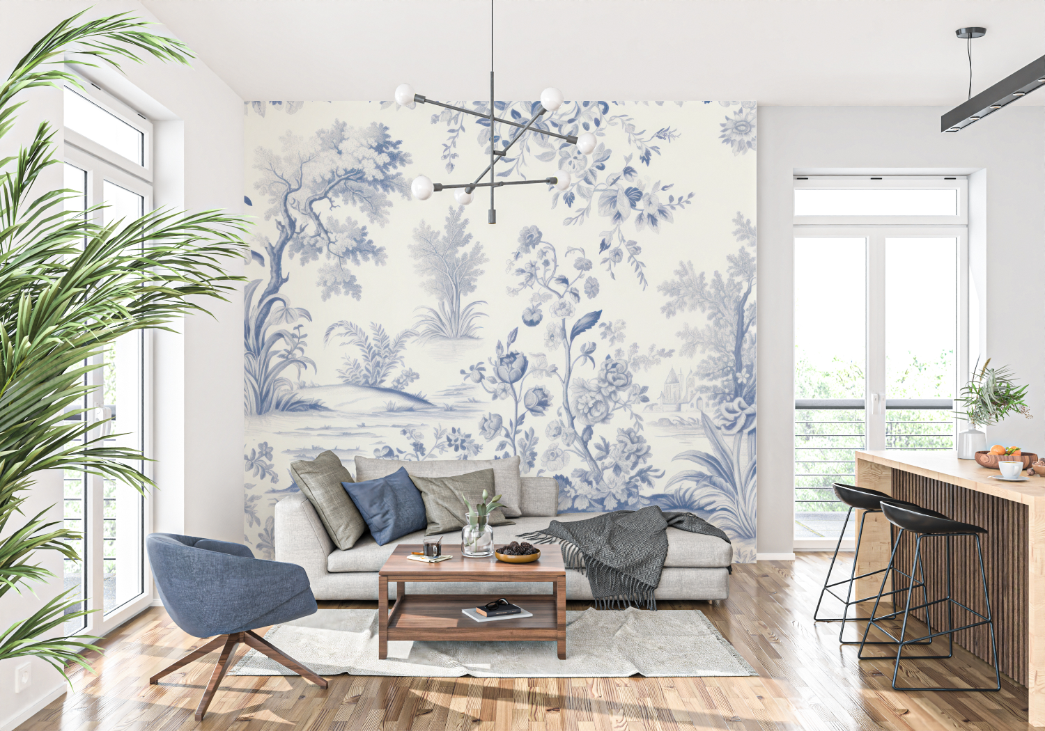 Blue Toile Wallpaper | Murals Wallpaper