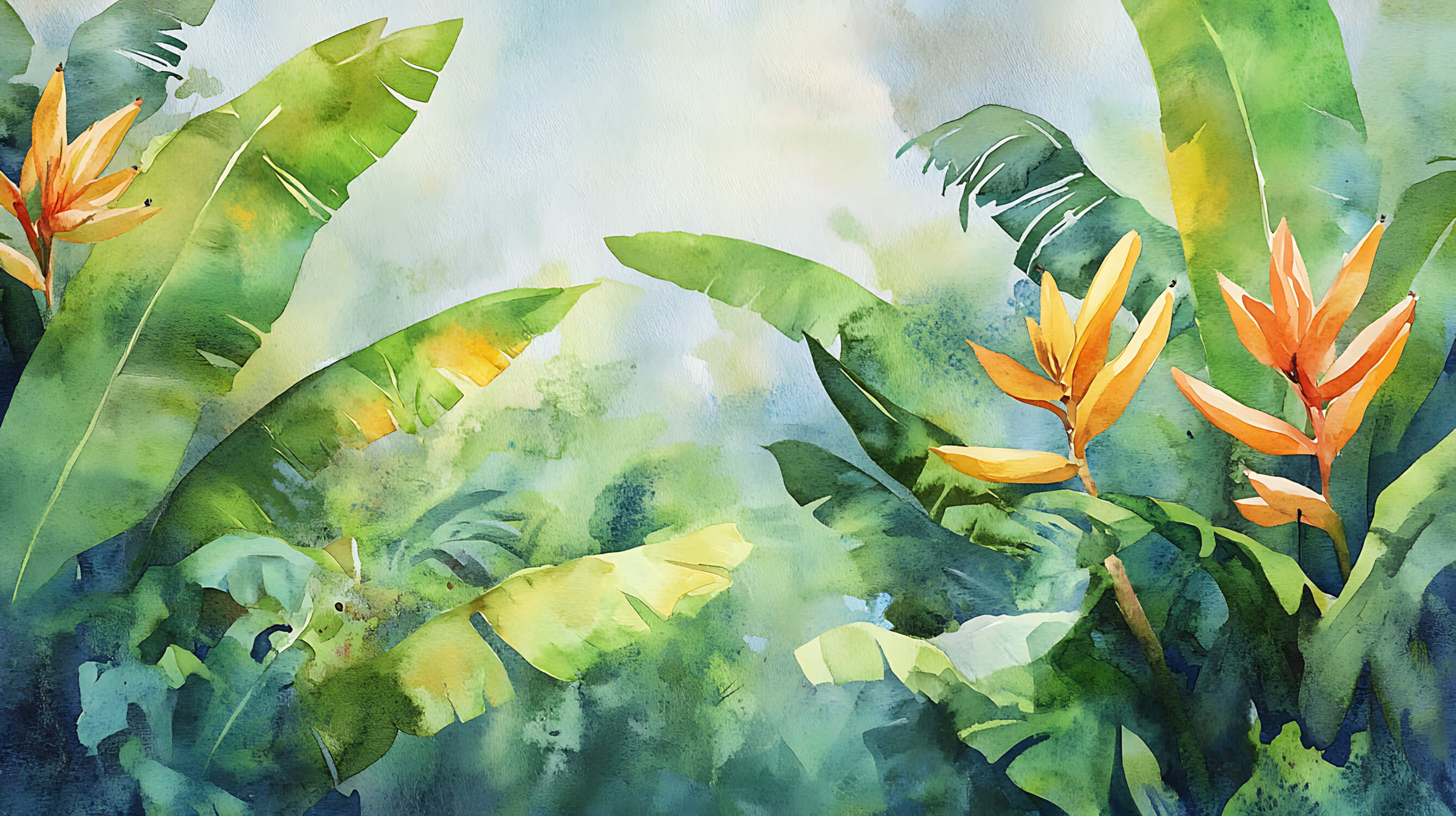 Tropical Jungle Watercolor Wallpaper | Murals Wallpaper