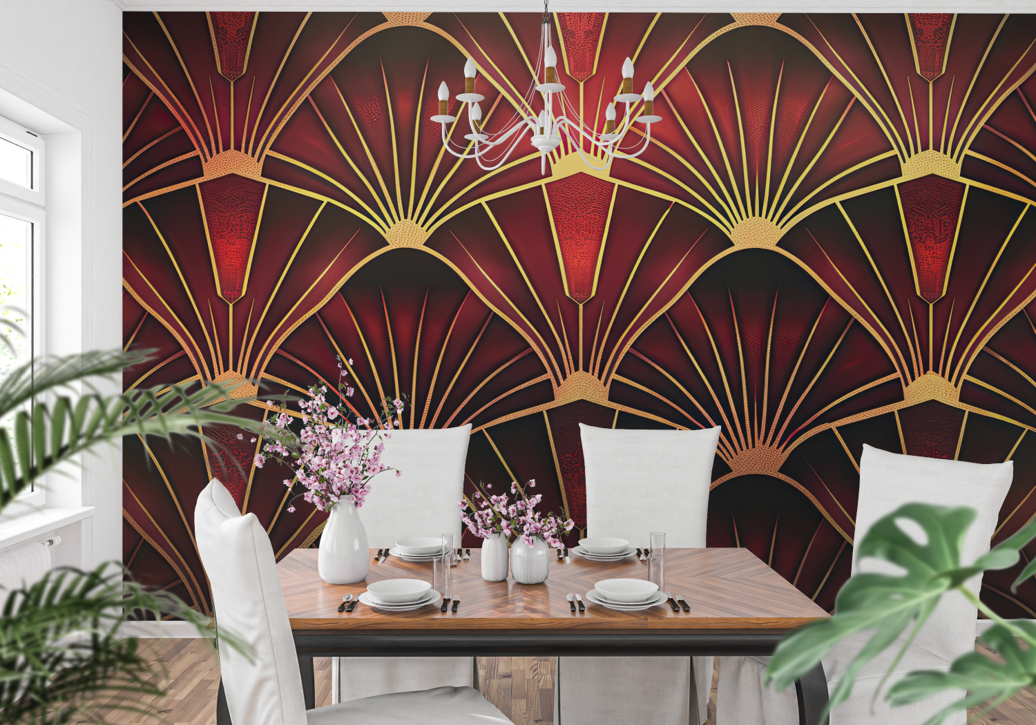 Red Art Deco Wallpaper | Murals Wallpaper