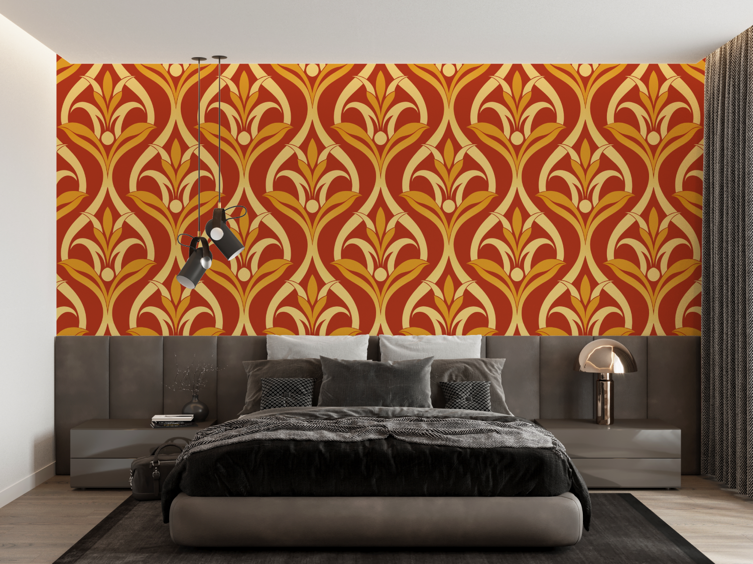 Orange Wallpaper with Pattern | Murals Wallpaper