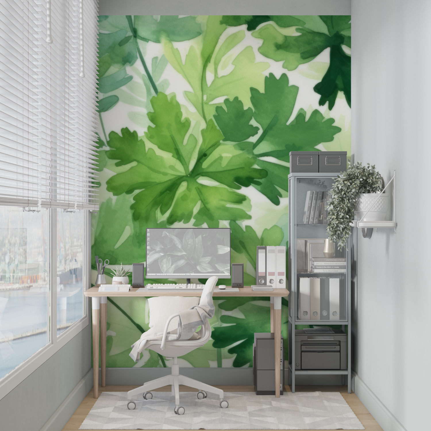 Grüne botanische Tapete | Wandtapete