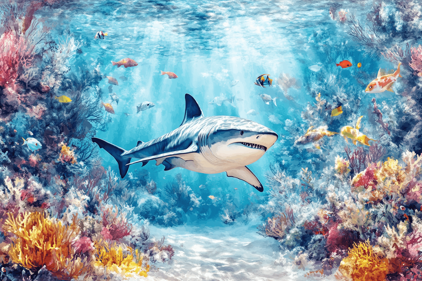 Shark Panoramic Marine Wallpaper | Murals Wallpaper