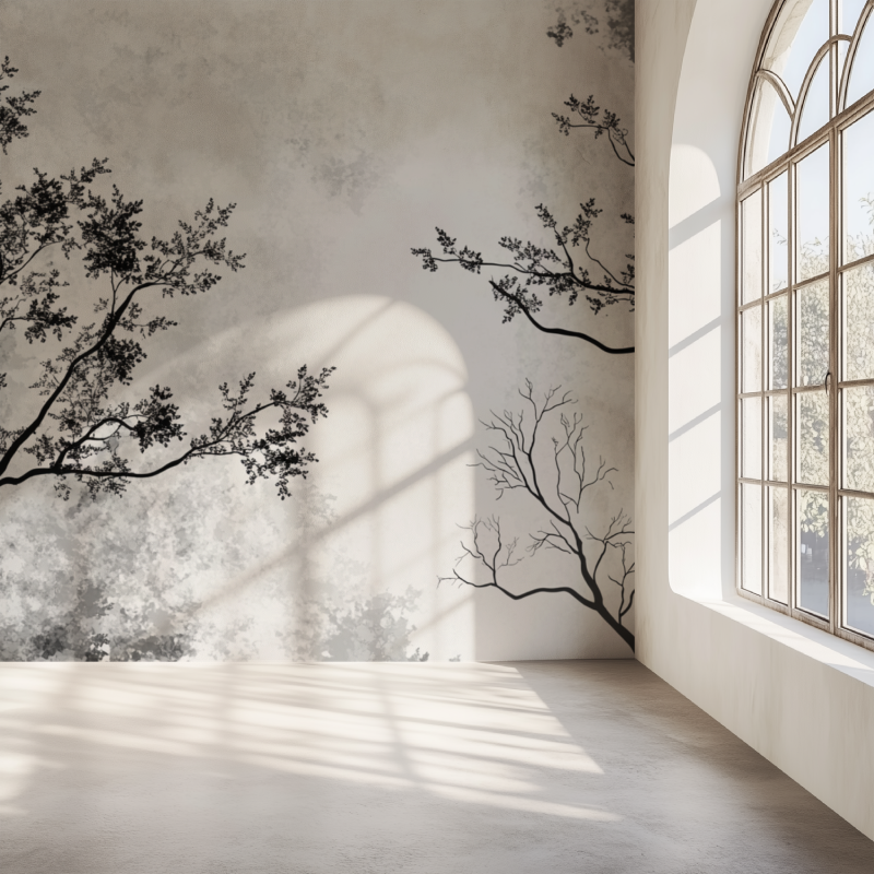 Black and White Tree Wallpaper Hallway | Murals Wallpaper