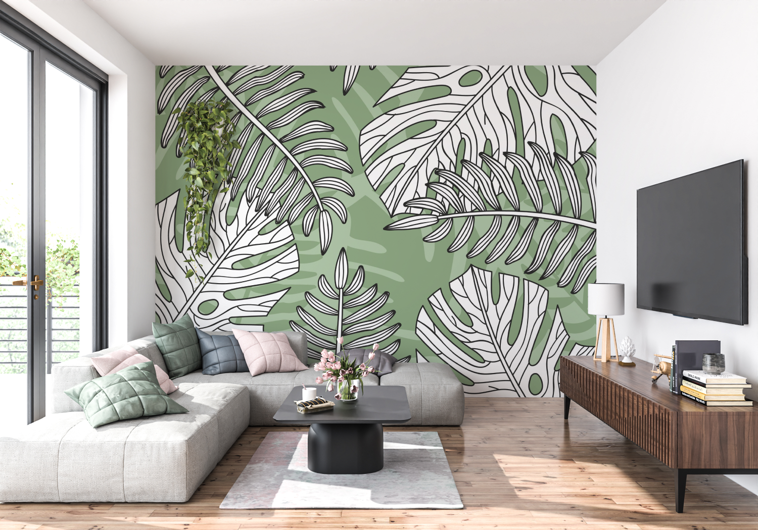 Green and White Jungle Wallpaper | Murals Wallpaper