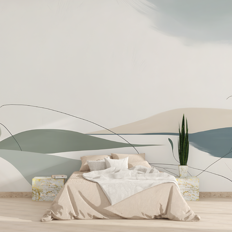 Minimalistische abstrakte Tapisserie mit Aquarellfarben aus Papier 2025