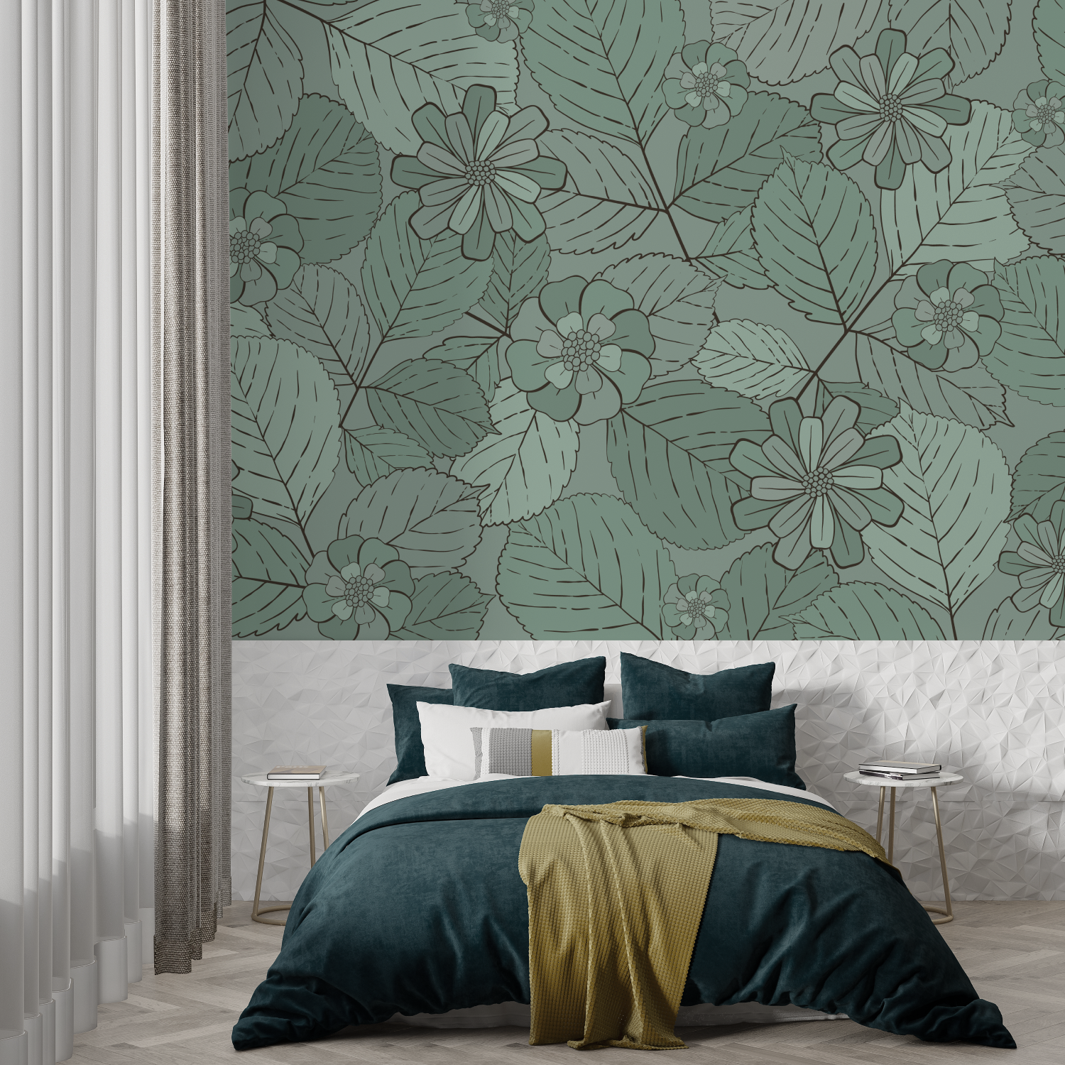 Green Floral Pattern Wallpaper | Murals Wallpaper