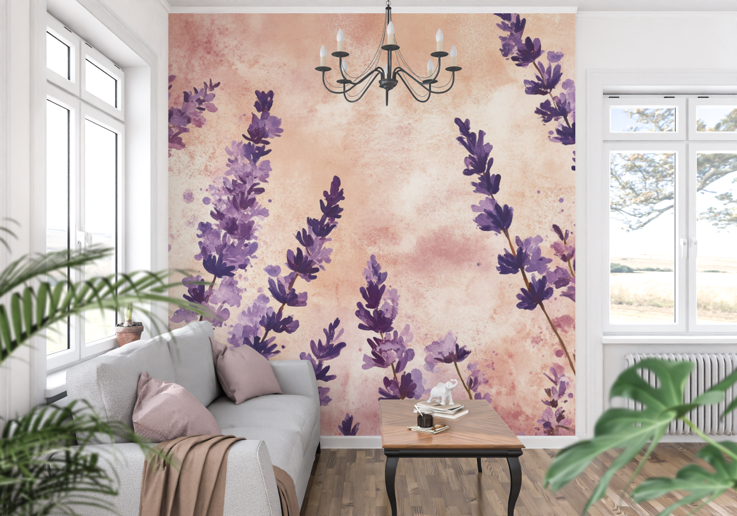 Terracotta and Lavender Wallpaper | Murals Wallpaper