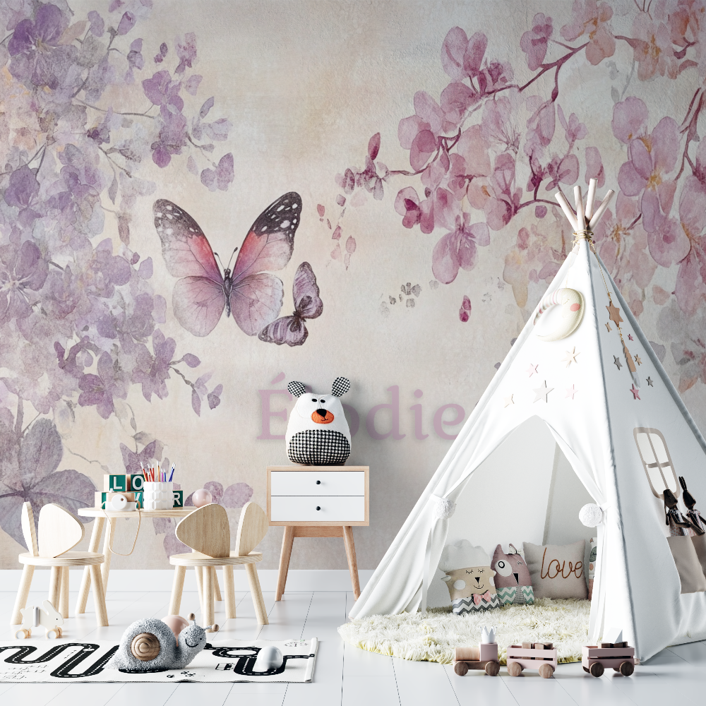 Name Wallpaper Pink Butterflies | Murals Wallpaper